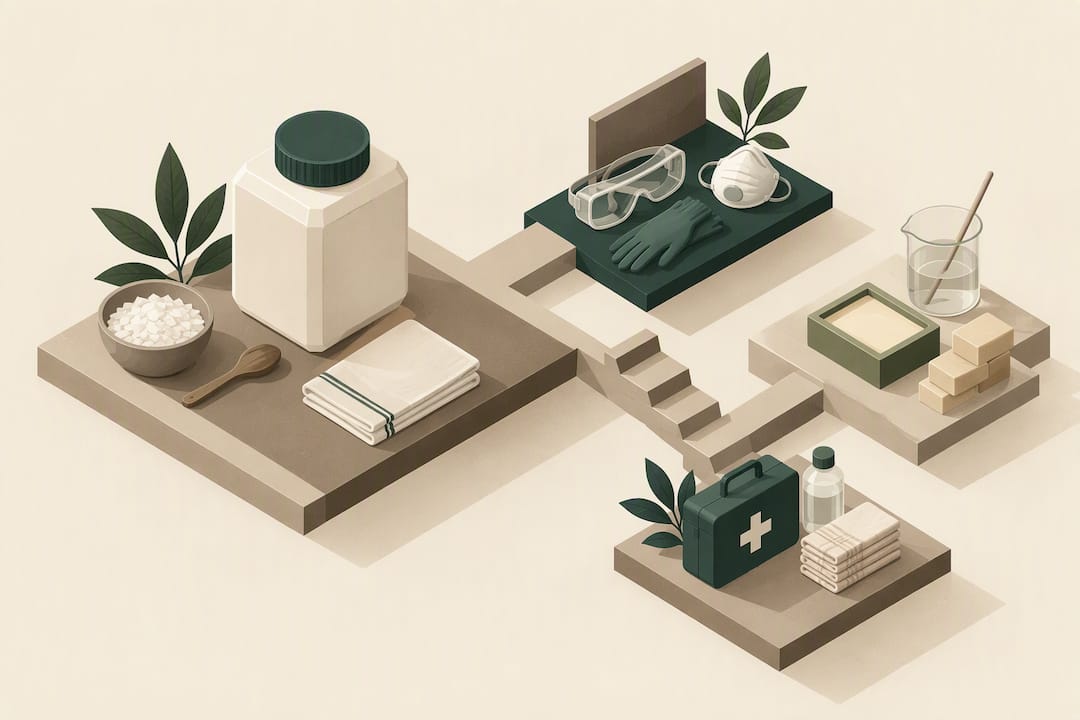 Geometric lye safety title card illustration