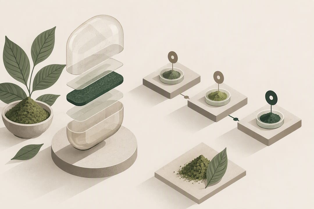 Abstract microencapsulation and batch stability illustration